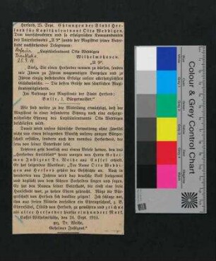"Das Antworttelegramm des Kapitänleutnant Otto Weddingen"