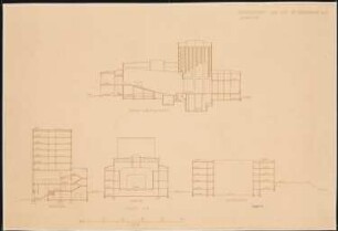 City-Neugestaltung Hindenburg: Hochhaus, Geschäftshaus, Theater, Schnitte 1:200