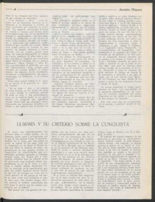 Lummis y su criterio sobre la conquista