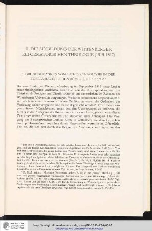 II. Die Ausbildung der wittenberger reformatorischen Theologie (1515-1517)