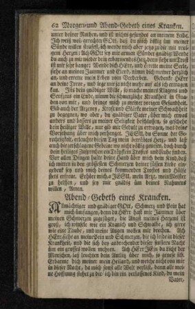 Abend-Gebeth eines Krancken.