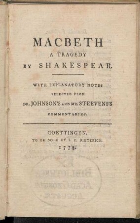Macbeth : A Tragedy