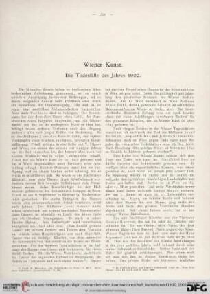 Wiener Kunst. Die Todesfälle des Jahres 1900