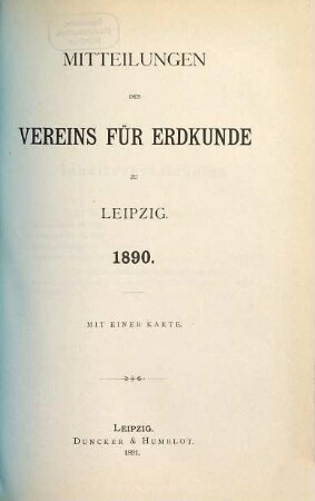 Mitteilungen des Vereins für Erdkunde zu Leipzig : für das Jahr ... 1890
