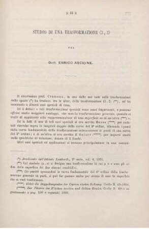 Studio di una trasformazione (3,3).