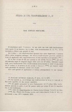Studio di una trasformazione (3,3).