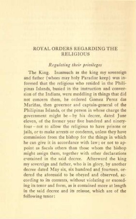 Royal orders regarding the religious