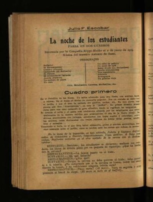 La noche de estudiantes : farsa en dos cuadros