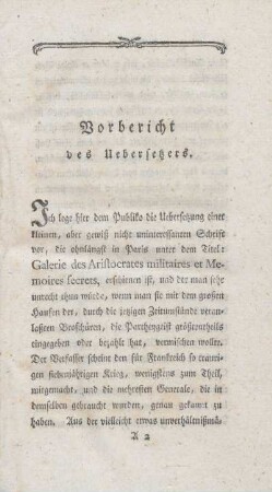 Vorbericht des Uebersetzers
