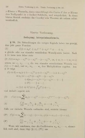 38-50, Vierte Vorlesung. Zerlegung; Interpolationsformen.