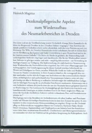 Denkmalpflegerische Aspekte zum Wiederaufbau des Neumarktbereiches in Dresden