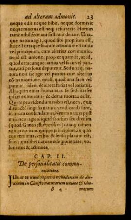 Cap. II. De personalitatis communicatione
