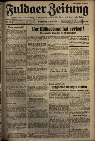 Erste Ausgabe vom Donnerstag, den 07. Mai 1936.