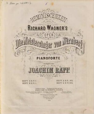 Reminiscenzen aus Richard Wagner's Oper Die Meistersinger von Nürnberg. 2