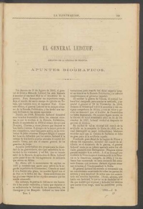 El general Lebœuf, ministro de la guerra en Francia. : Apuntes biográficos.
