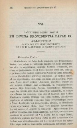 320-324 Allocution Sr. Heiligkeit Papst Pius IX. vom 22. Juni 1877