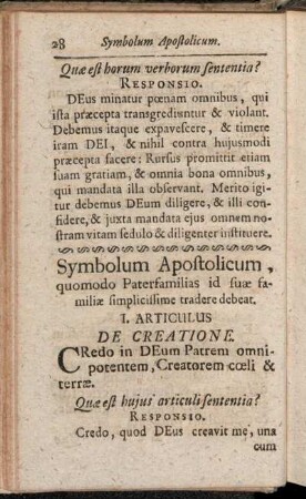 Symbolum Apostolicum, quomodo Paterfamilias id suæ familiæ simplicissime tradere debeat.