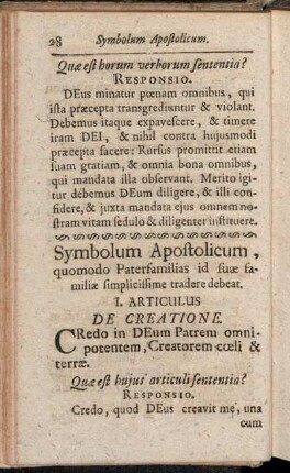 Symbolum Apostolicum, quomodo Paterfamilias id suæ familiæ simplicissime tradere debeat.