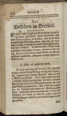 Das Verkehren im Bretspiel.