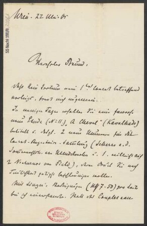 Brief an Ludwig Strecker  und B. Schott's Söhne : 22.05.1905