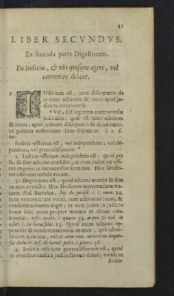 Liber secundus. Ex secunda parte Digestorum. De Iudiciis., & ubi quisque agere ...