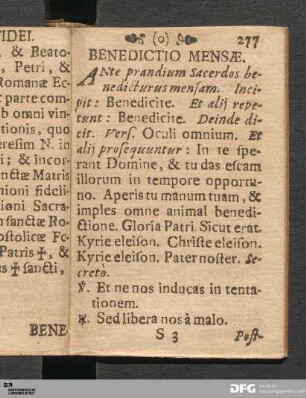Benedictio Mensae.