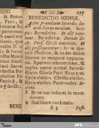 Benedictio Mensae.
