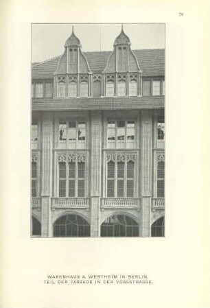 Warenhaus A. Wertheim in Berlin. Teil der Fassade in der Vossstrasse