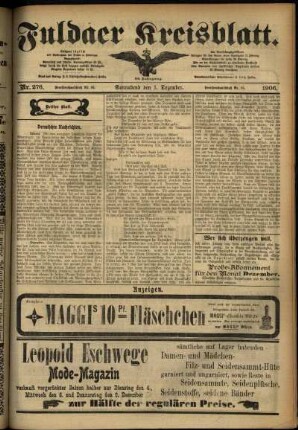 Dritte Ausgabe vom Samstag, den 01. Dezember 1906.
