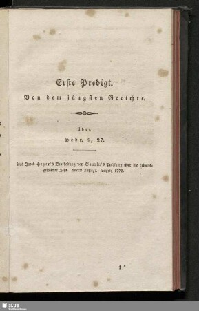 Erste Predigt. Von dem jüngsten Gerichte