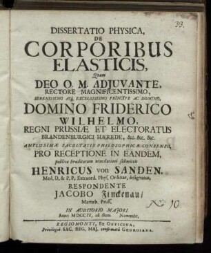 Dissertatio Physica De Corporibus Elasticis