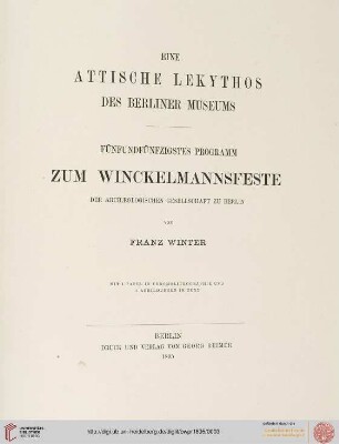 Band 55: Programm zum Winckelmannsfeste der Archäologischen Gesellschaft zu Berlin: Eine attische Lekythos des Berliner Museums