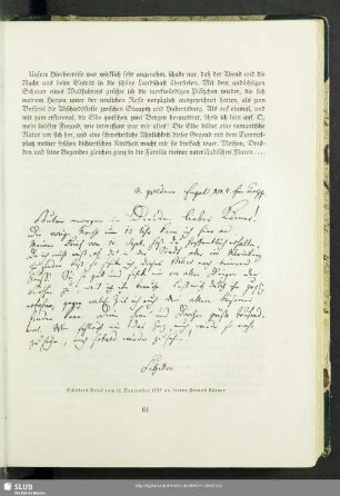 [Schillers Brief vom 12. September 1785 an seinen Freund Körner]