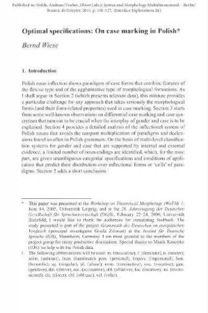 Optimal specifications: On case marking in Polish
