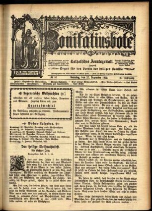 Erste Ausgabe vom Sonntag, den 27. Dezember 1903.