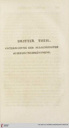 Dritter Theil: Untersuchung der allgemeinsten Ausdehnungsphänomene