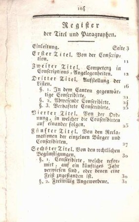 Register der Titel und Paragraphen.