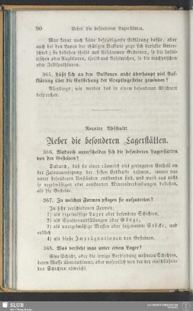 Neunter Abschnitt. Ueber die besonderen Lagerstätten