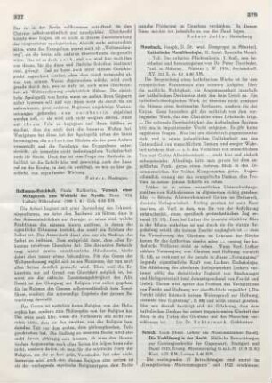 377-378 [Rezension] Hoffmann-Reichhoff, Paula Katharina, Versuch einer Metaphysik zum Weltbild der Mystik