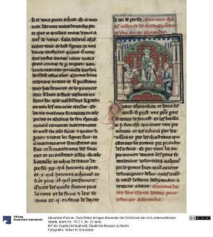 Alexander-Roman. Zwei Boten bringen Alexander die Schlüssel der sich unterwerfenden Städte