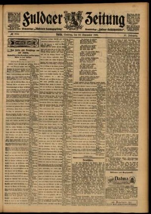Dritte Ausgabe vom Samstag, den 19. September 1903.