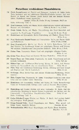 Porzellane verschiedener Manufakturen (Nr. 238-287)