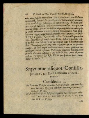 VI. Sequuntur aliquot Consilia iuridica, ius Ecclesiasticum concernentia