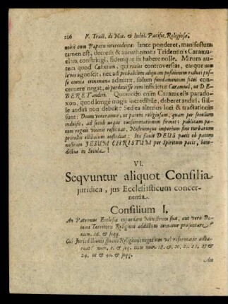 VI. Sequuntur aliquot Consilia iuridica, ius Ecclesiasticum concernentia