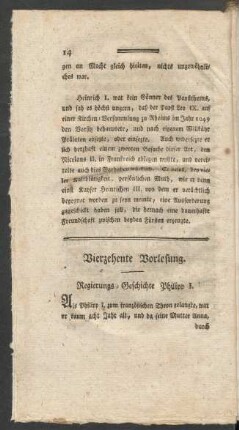 Vierzehente Vorlesung. Regierungs-Geschichte Philipp I.