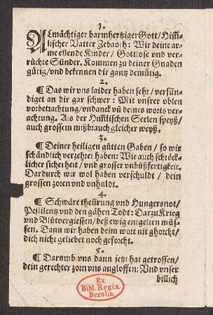 Almächtiger barmhertziger Gott/ Him=||lischer Vatter Zebaoth/