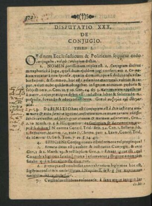 Disputatio XXX. De Coniugio.
