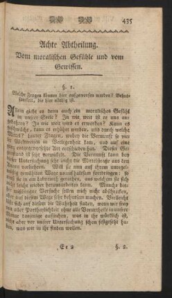 Achte Abtheilung. Vom moralischen Gefühle und vom Gewissen