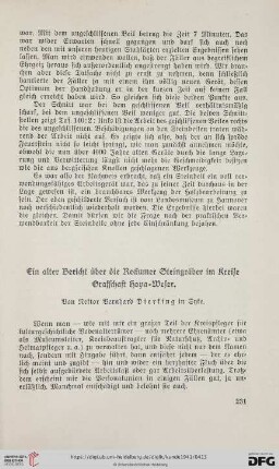 9: Ein alter Bericht über die Reckumer Steingräber im Kreise Grafschaft Hoya-Weser