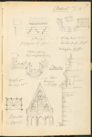Nikolaikirche, Rostock: Ansicht, Details (aus: Skizzen- und Fotoalbum 1)